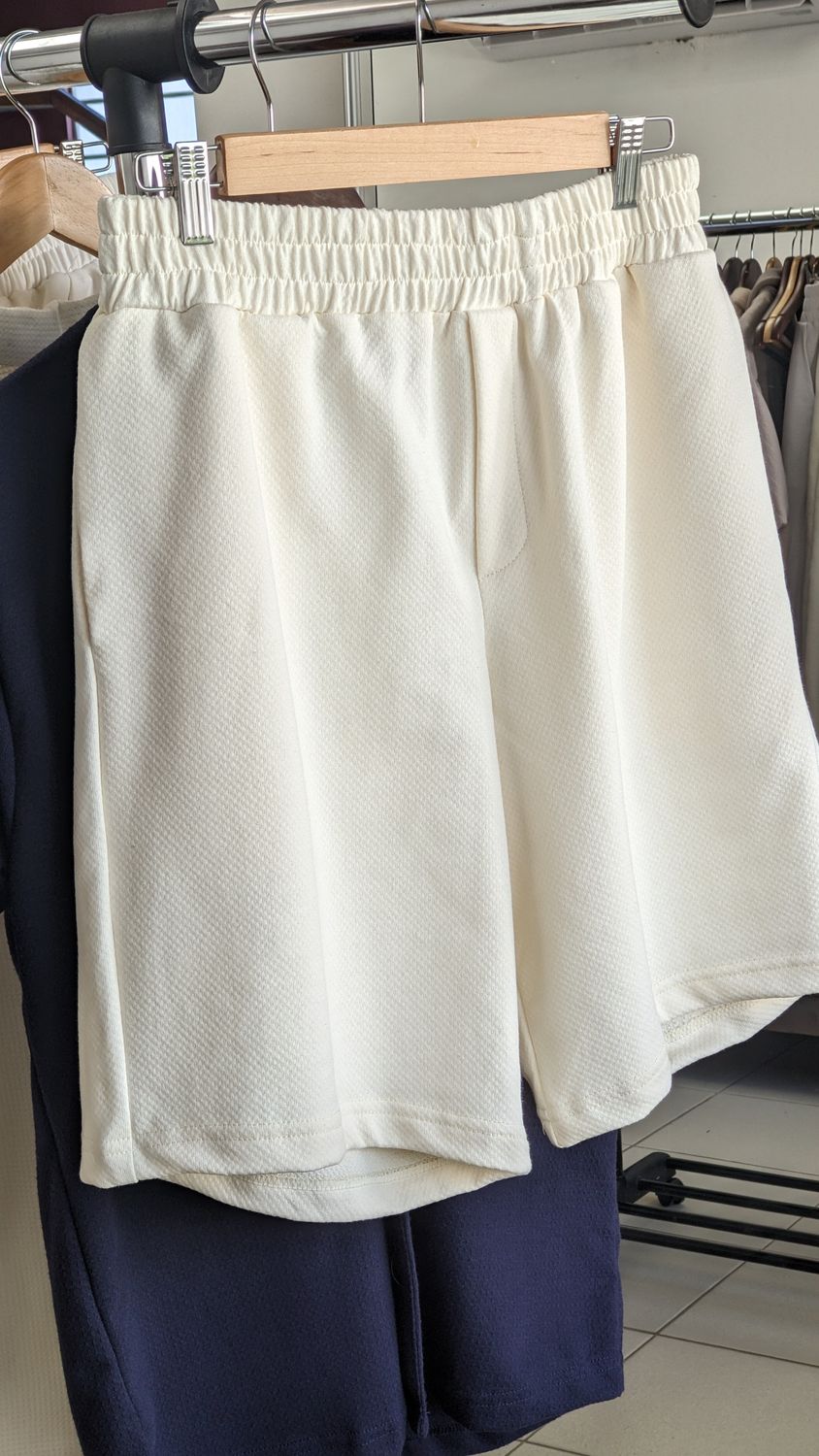 Cream waffle shorts