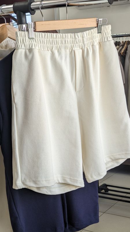 Cream waffle shorts