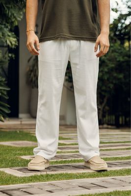 White Lino Pant