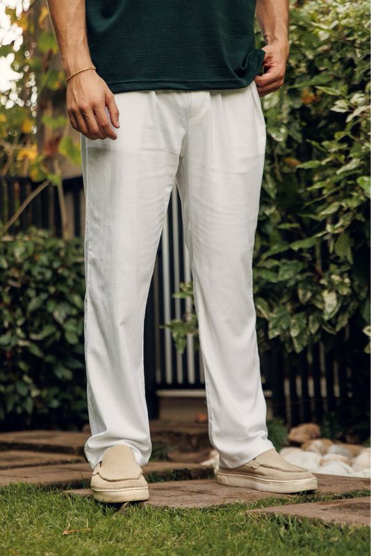 White Lino Pant