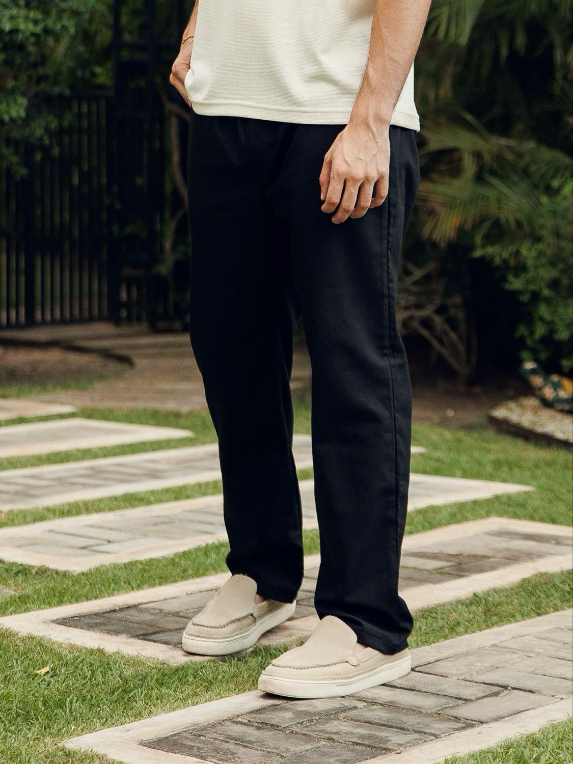 Black Lino Pants
