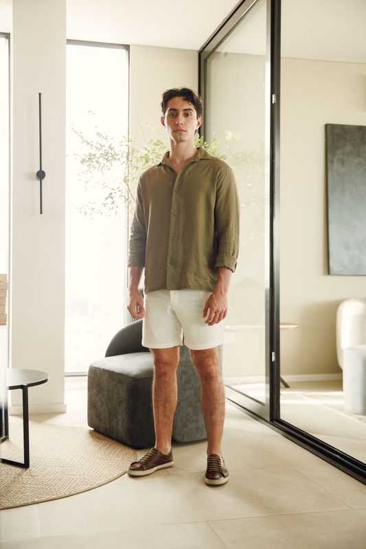 White Lino Short