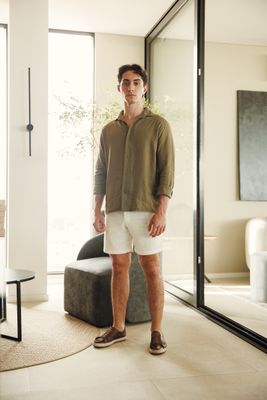 White Lino Short
