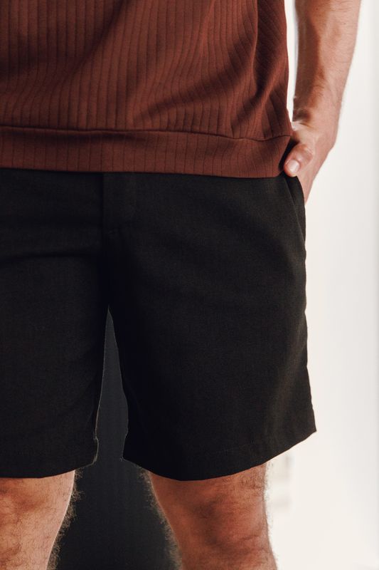 Black Lino Short