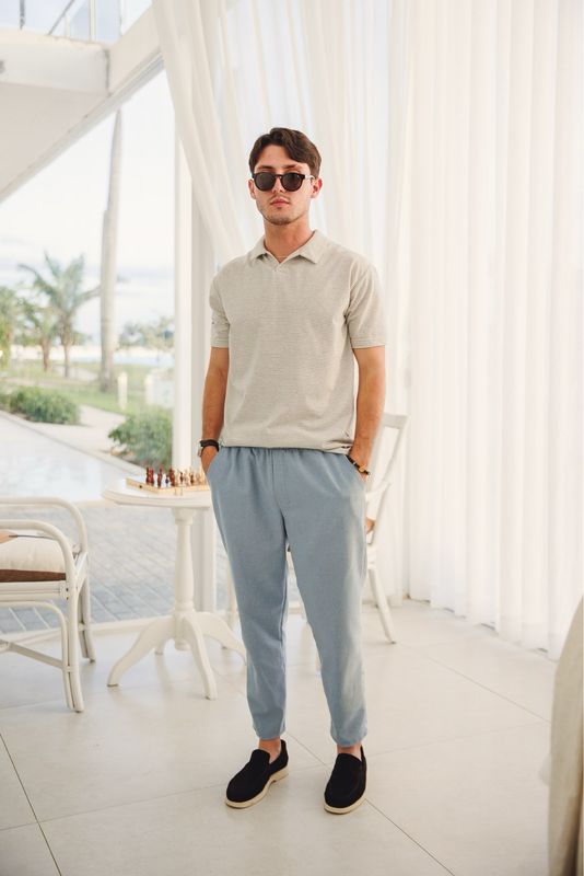 Light Blue Lino Pants
