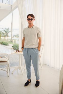 Light Blue Lino Pants