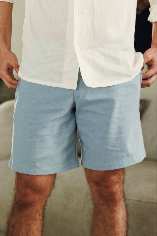 Light Blue Lino Short