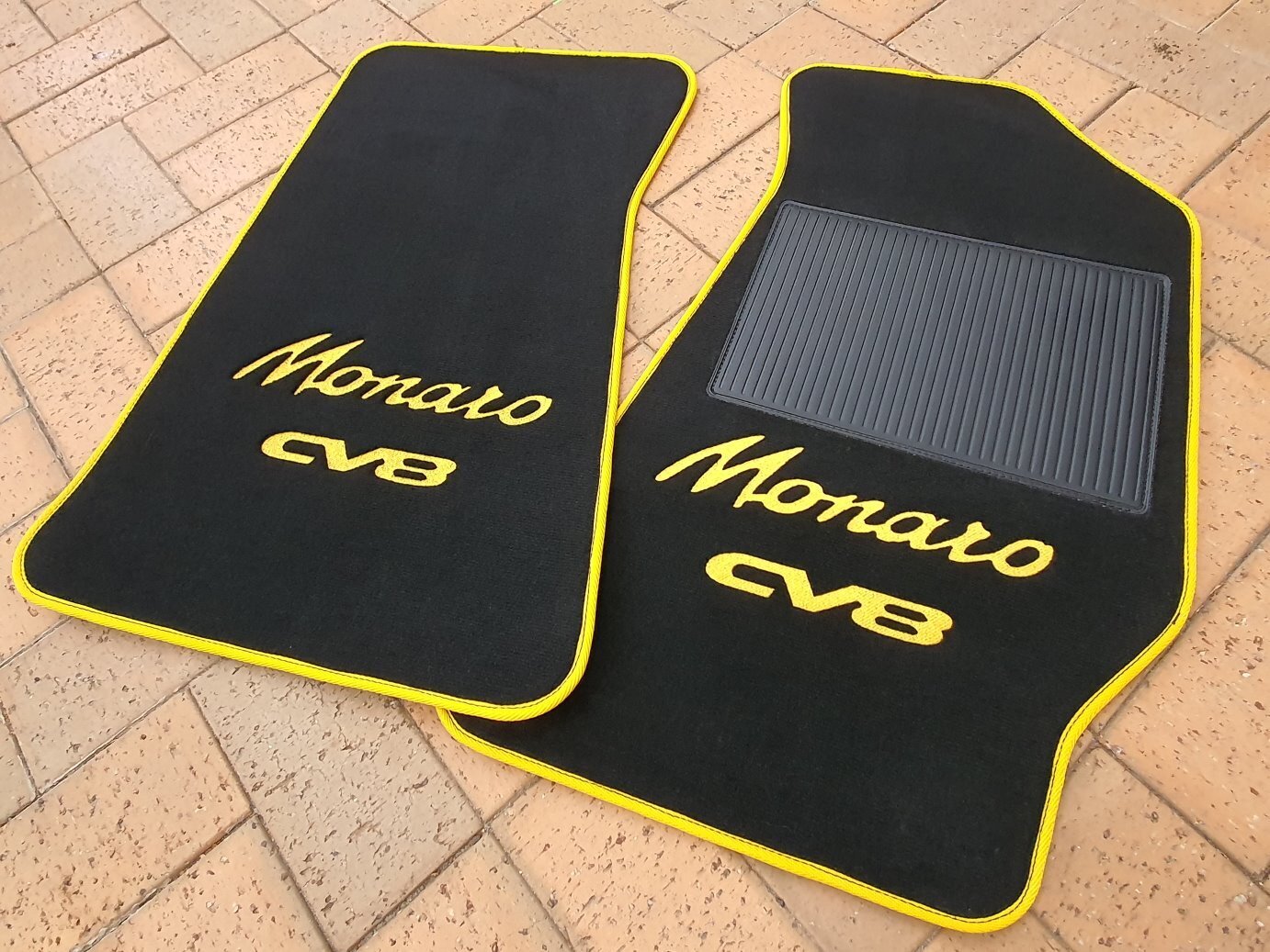 Holden Monaro CV8 - 3 piece - Custom Floor Mat set - Yellow with Yellow binding