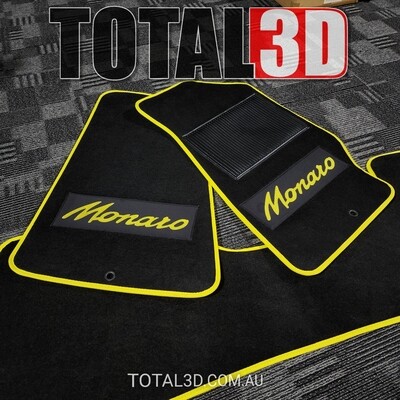 Holden Monaro CV8 - 3 piece - Custom Floor Mat set - Yellow with Yellow binding