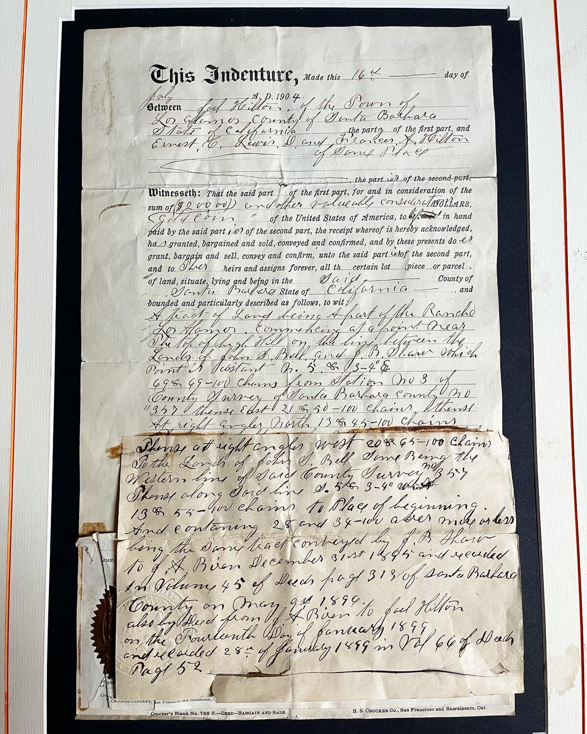 1904 Hilton Family Real Estate Contract