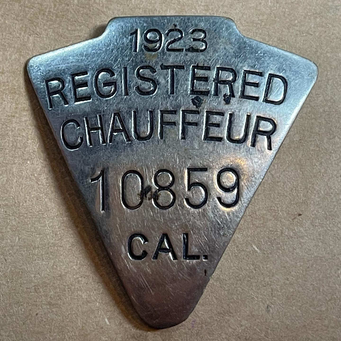 Vintage 1923 Chauffeur Badge From Los Angeles
