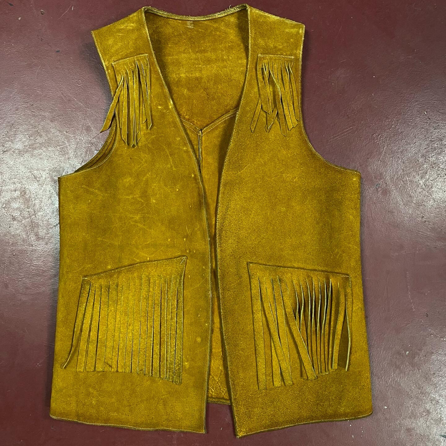 Vintage 1960s fringe suede Leather Vest. Free Shipping