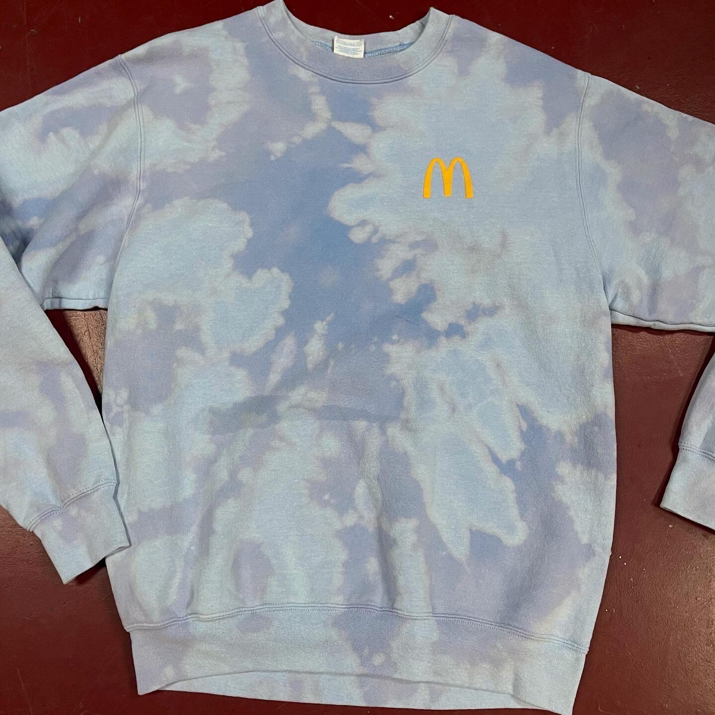 Reverse Tie Dye McDonalds Sweatshirt. Free Shipping