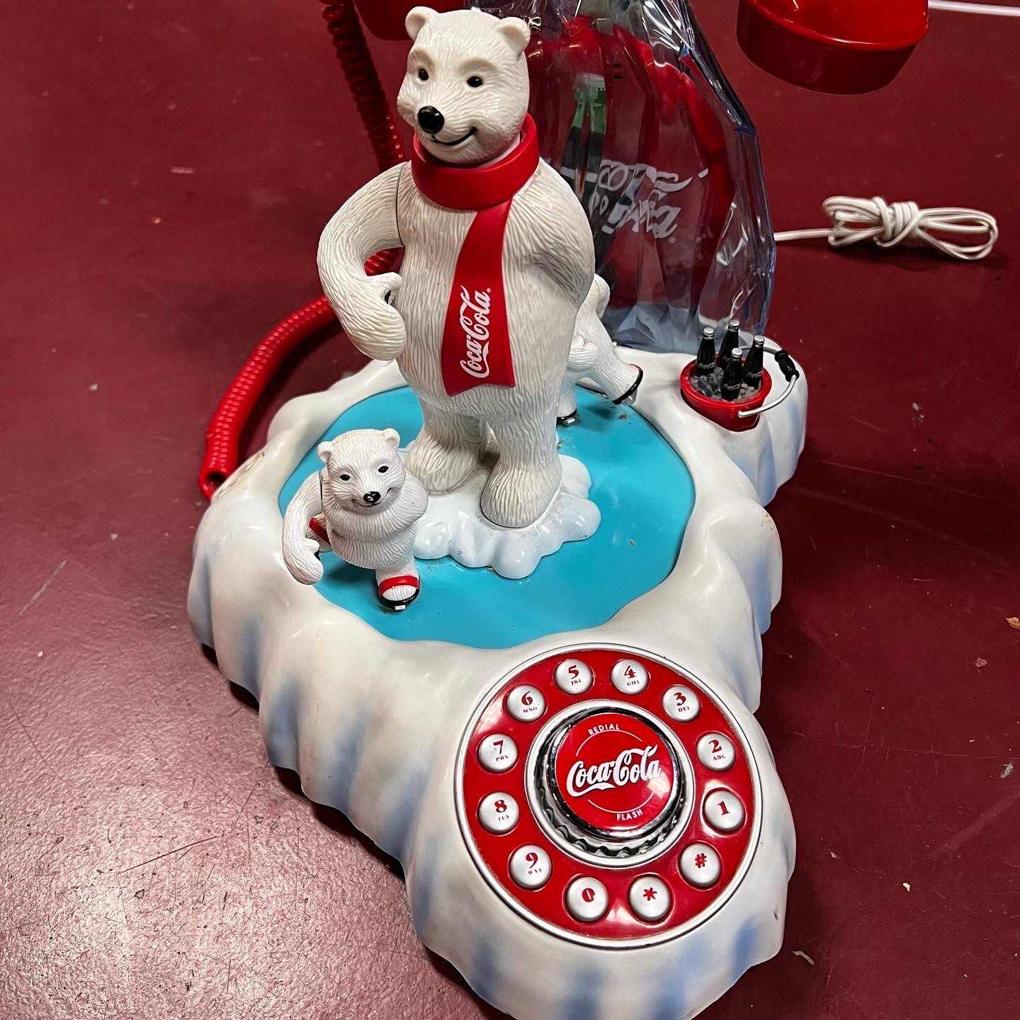 Vintage Coca Cola Bear Ice Skating Telephone. Free Shipping
