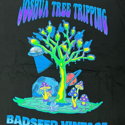 Mushroom Trip Joshua Tree Tripping Black T-shirt
