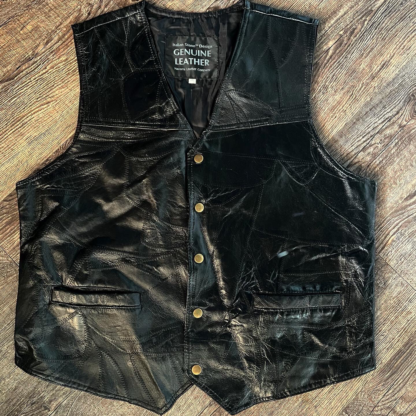 Vintage 1980s Leather Vest. Free Shipping