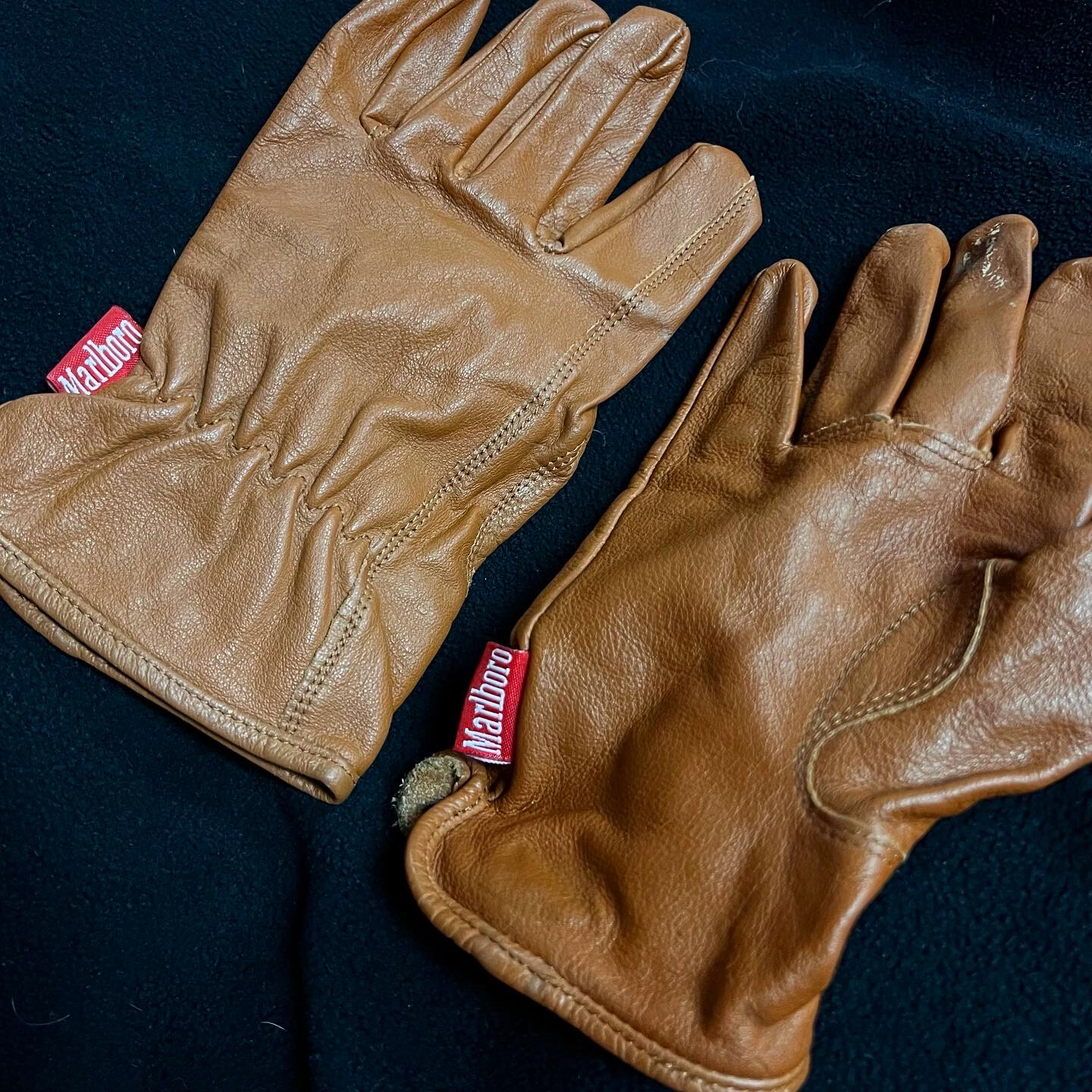 Vintage 1990s Marlboro Leather Cowboy Gloves. Free Shipping