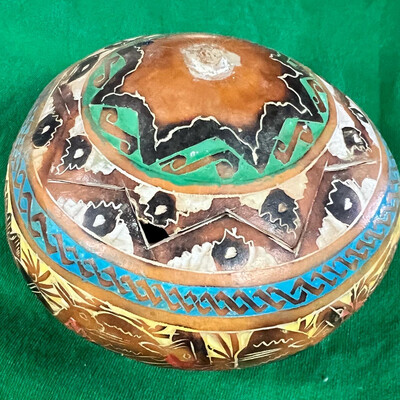 1960s Hand Carved Gourd From Peru