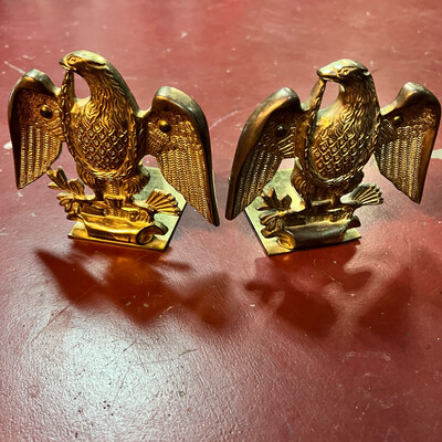 Vintage 1940’s Brass Eagle Book Ends. Free Shipping