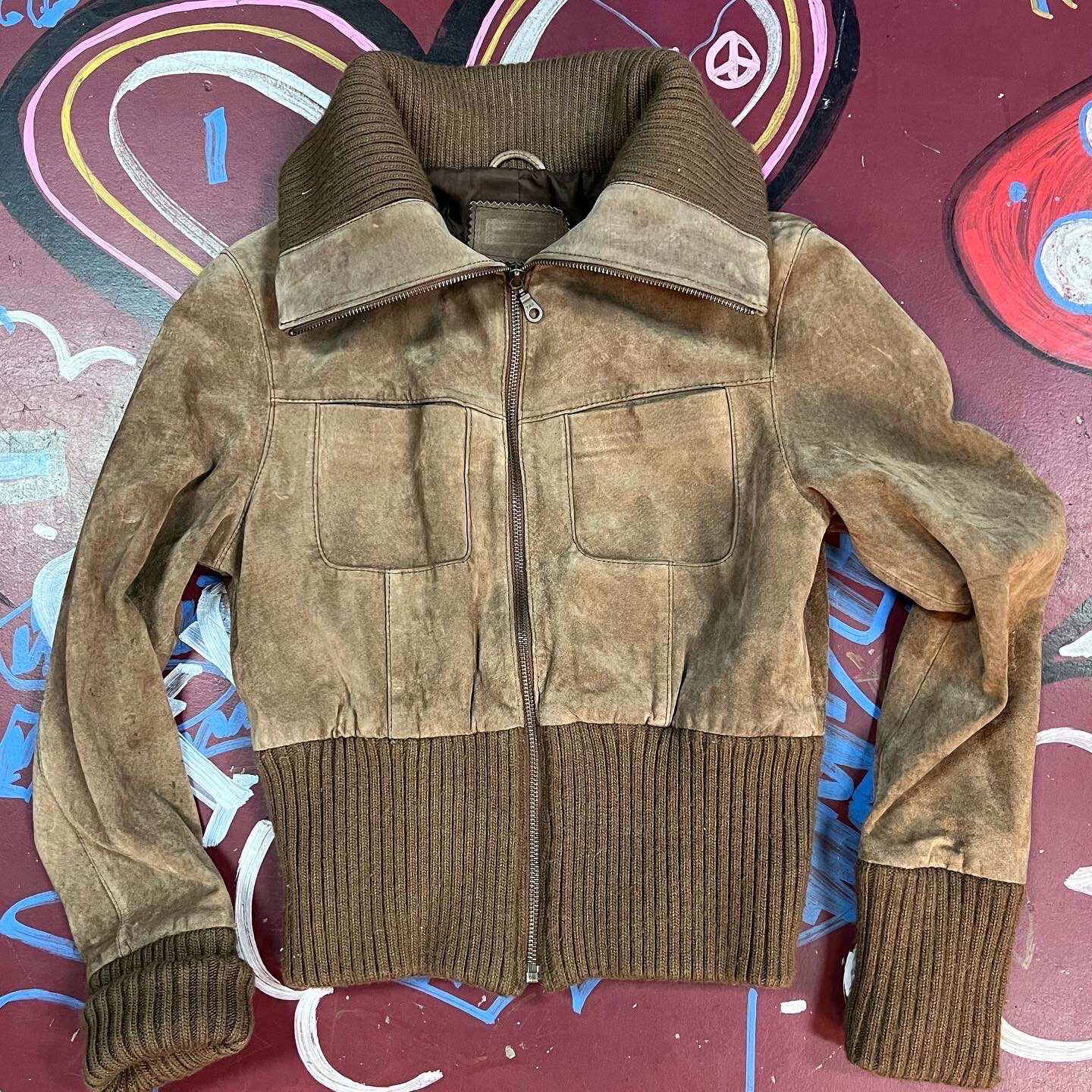 Original 80s Wide Trim Classic Suede Leather Jacket