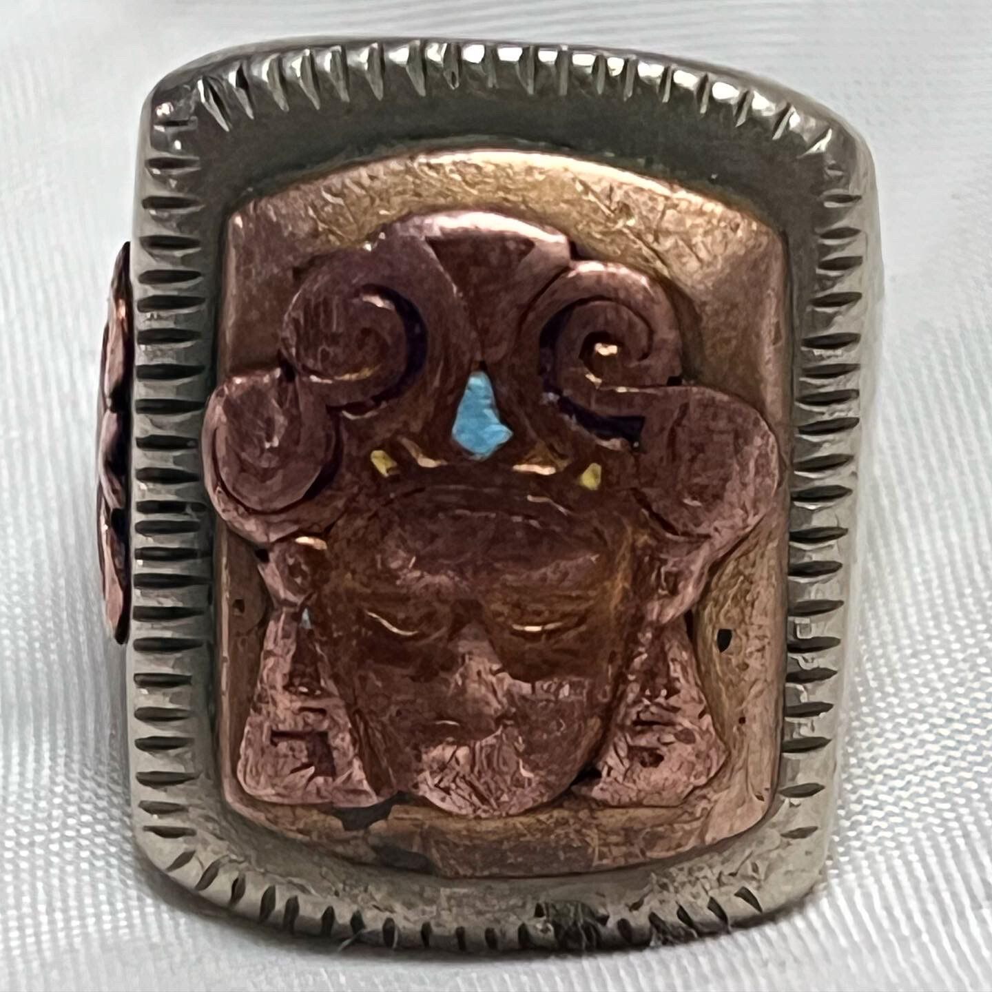Vintage 1940’s Aztec biker ring. Made In Mexico
