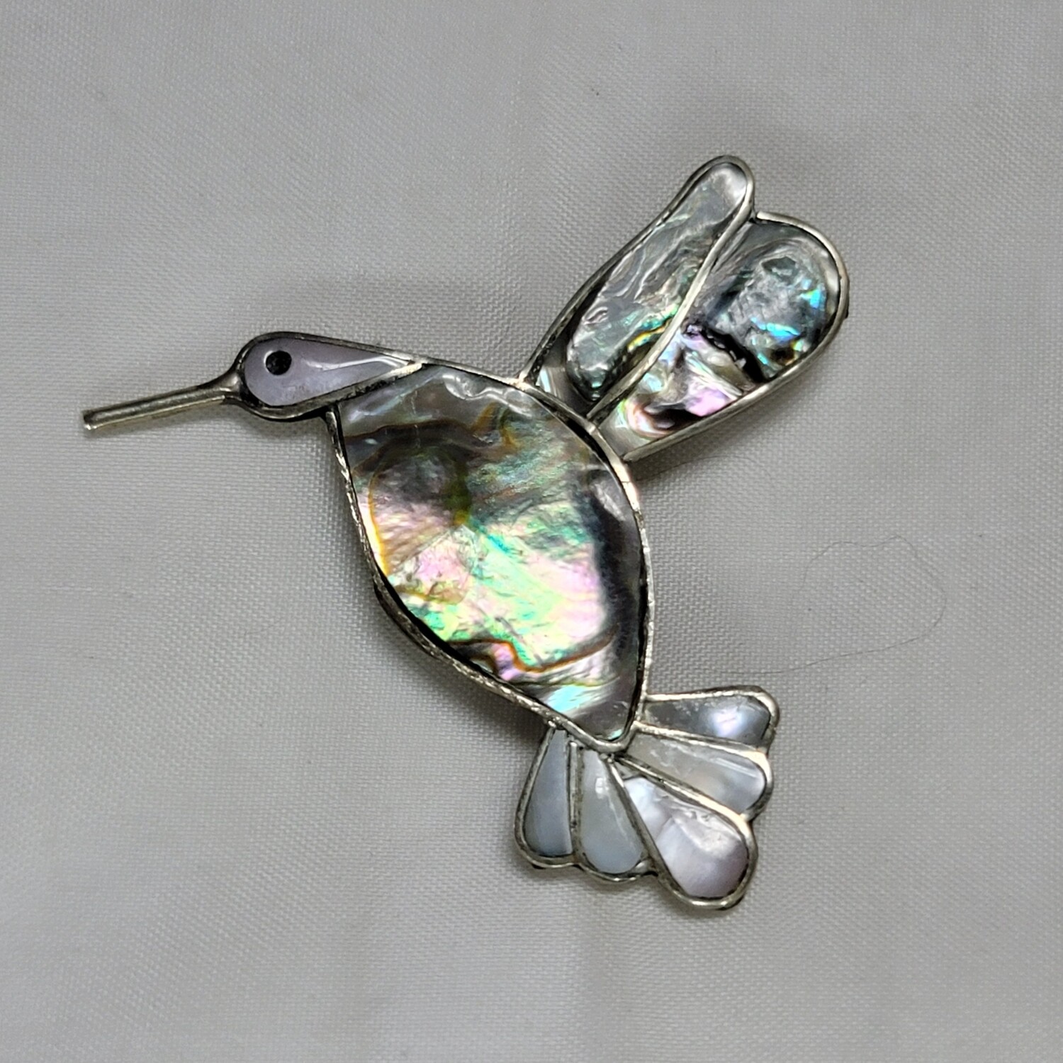 Vintage Abalone and Silver Hummel Pendent or Brooch