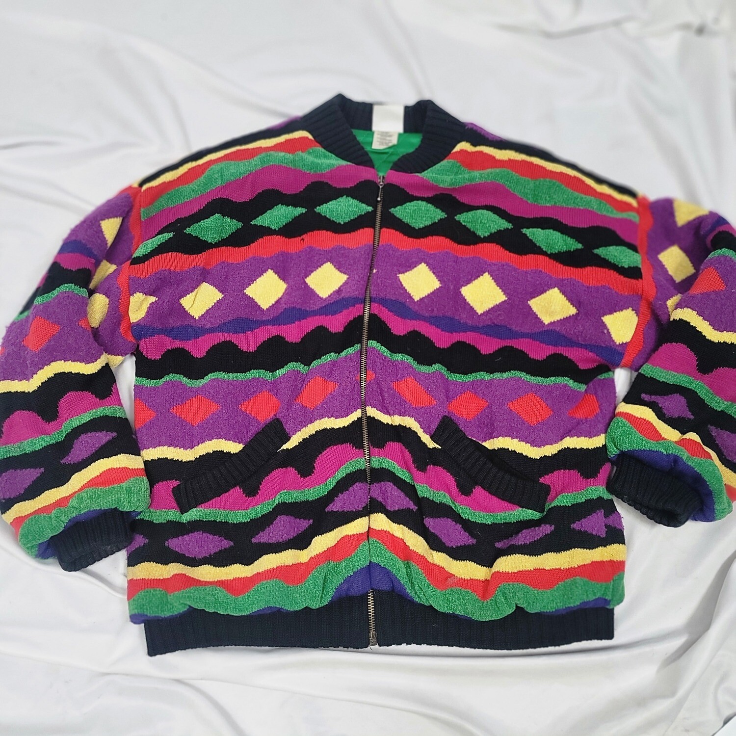 1980 Vintage Multicolor Zip-Up Sweater