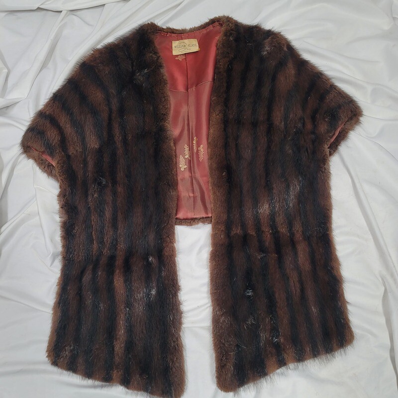 Vintage Real Dark Brown Mink with Black Stripes