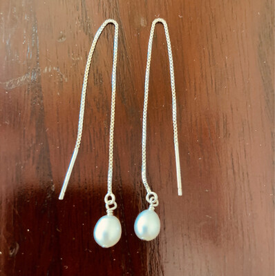 Sterling Silver And Freshwater Pearl Thread Earrings