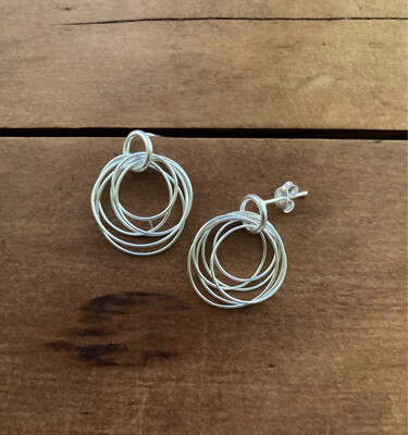 Sterling Silver Bunched Rings Earring