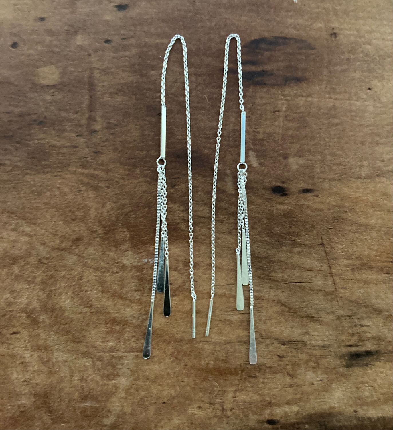 Triple Drop Sterling Silver Thread Earrings