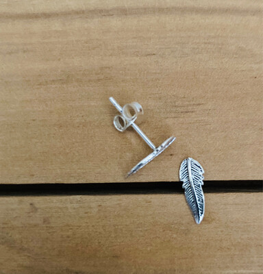 Feather I Sterling Silver Stud Earrings