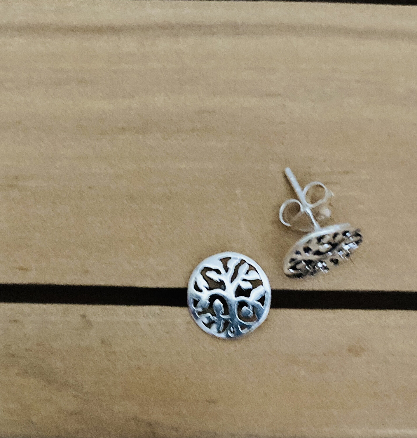 Round Tree of Life Sterling Silver Stud Earrings