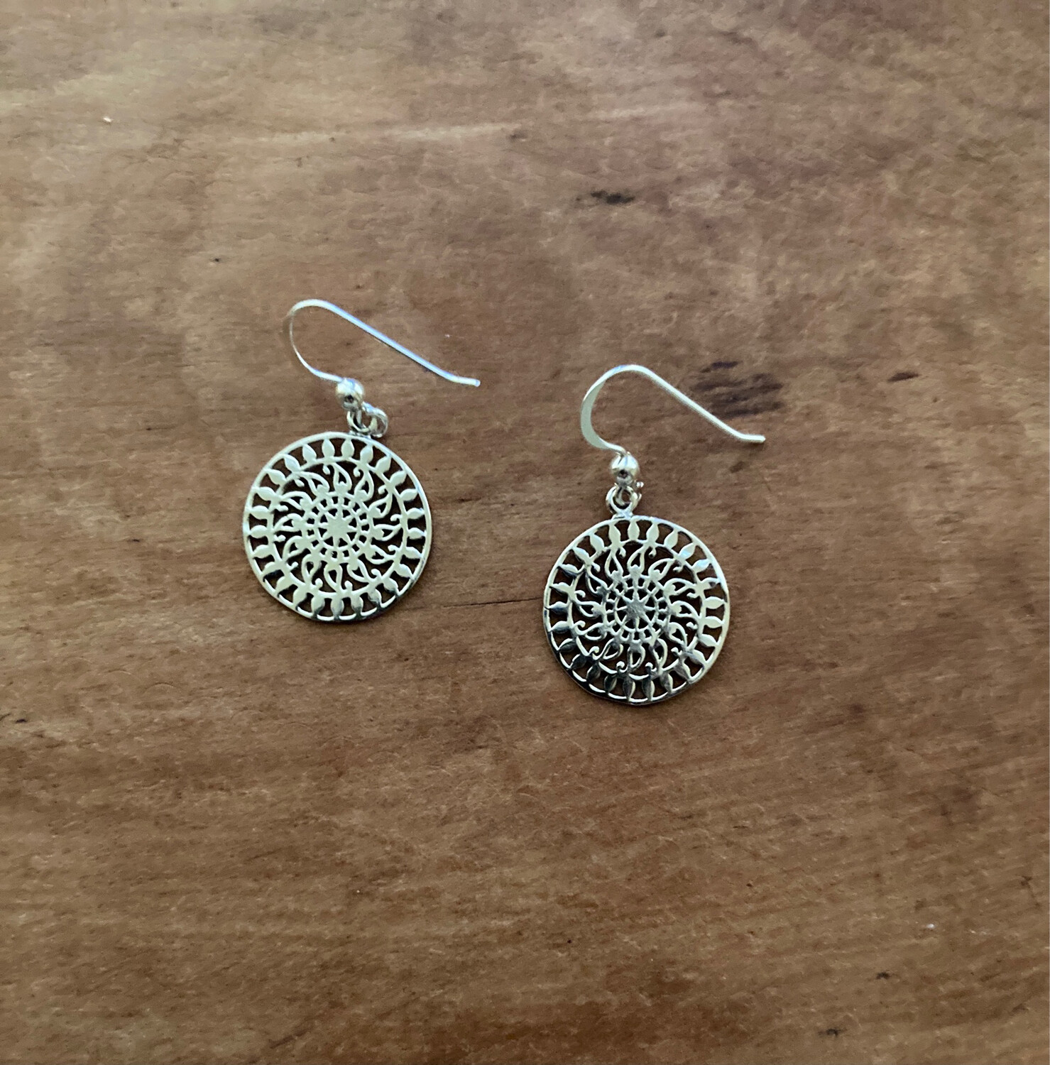 Sterling Silver Sunburst Disc Earring