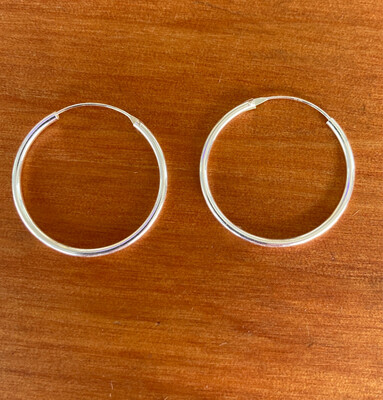 35X2mm Sterling Silver Hoop Earring