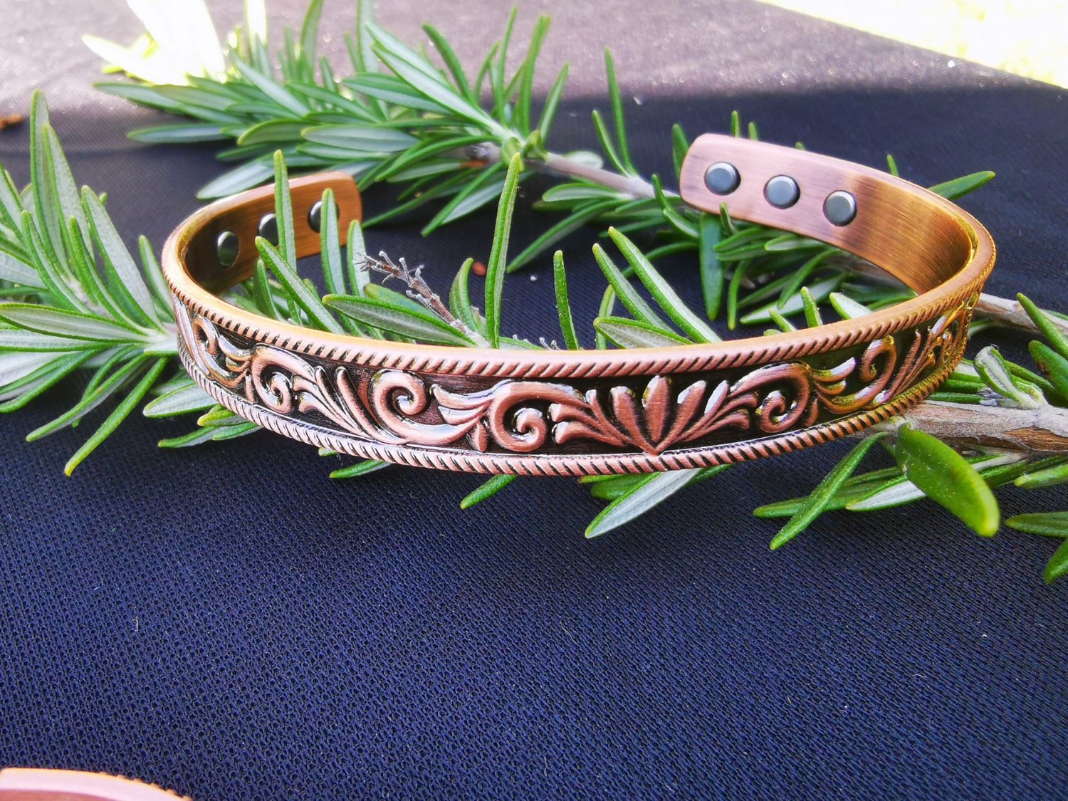 Copper Magnetic Healing Bracelet Lotus Flower