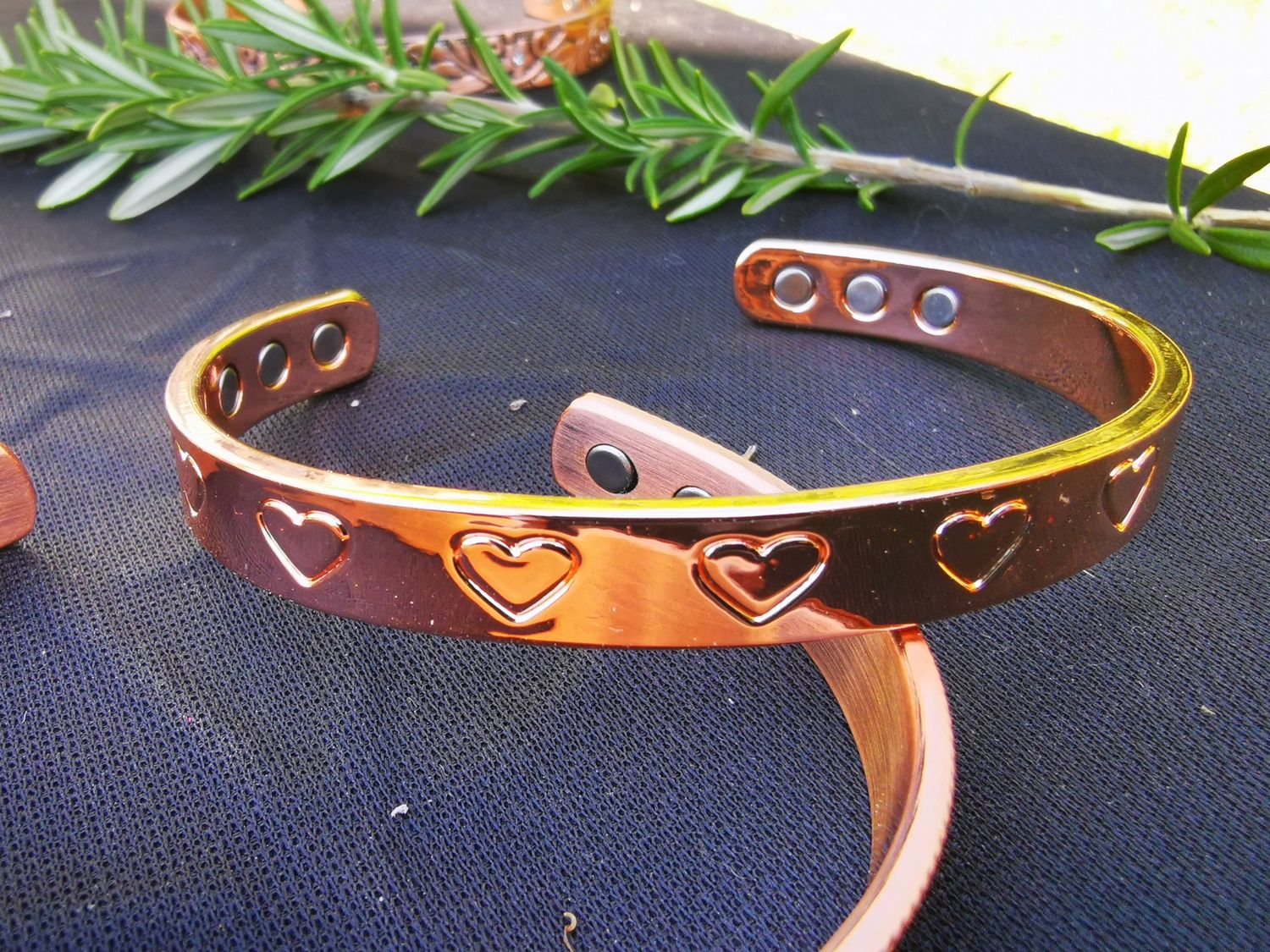 Copper Magnetic Healing Bracelet &quot;love heart rose gold&quot;