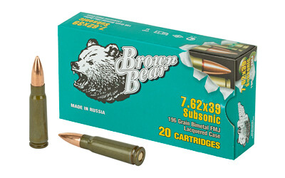 Brown Bear 7.62x39 196gr Subsonic (500 round case)