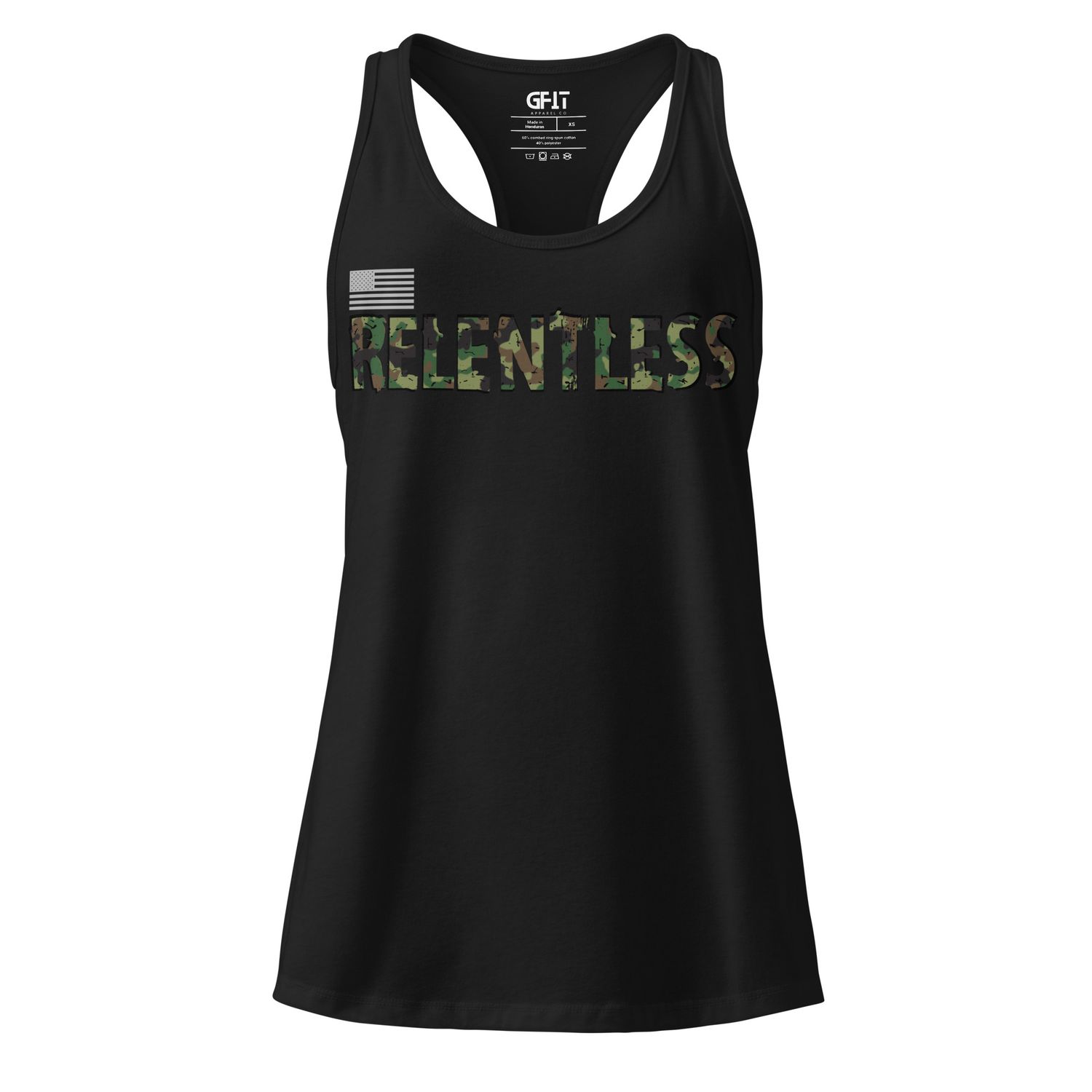 &quot;Relentless&quot; Women’s fitted racerback tank top