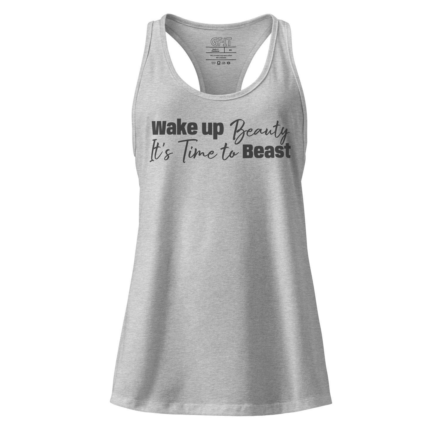 &quot;Wake Up Beauty&quot; Women’s fitted racerback tank top