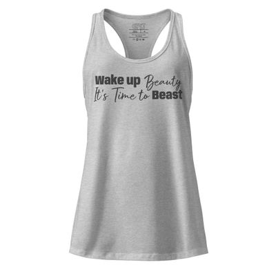 &quot;Wake Up Beauty&quot; Women’s fitted racerback tank top