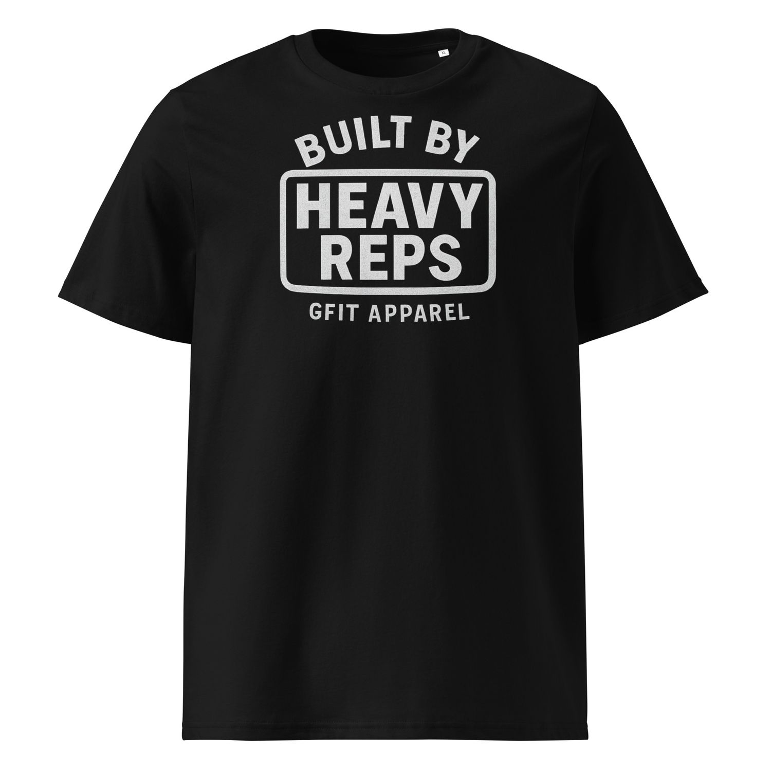 &quot;BUILT BY HEAVY REPS&quot; Unisex organic ribbed neck t-shirt
