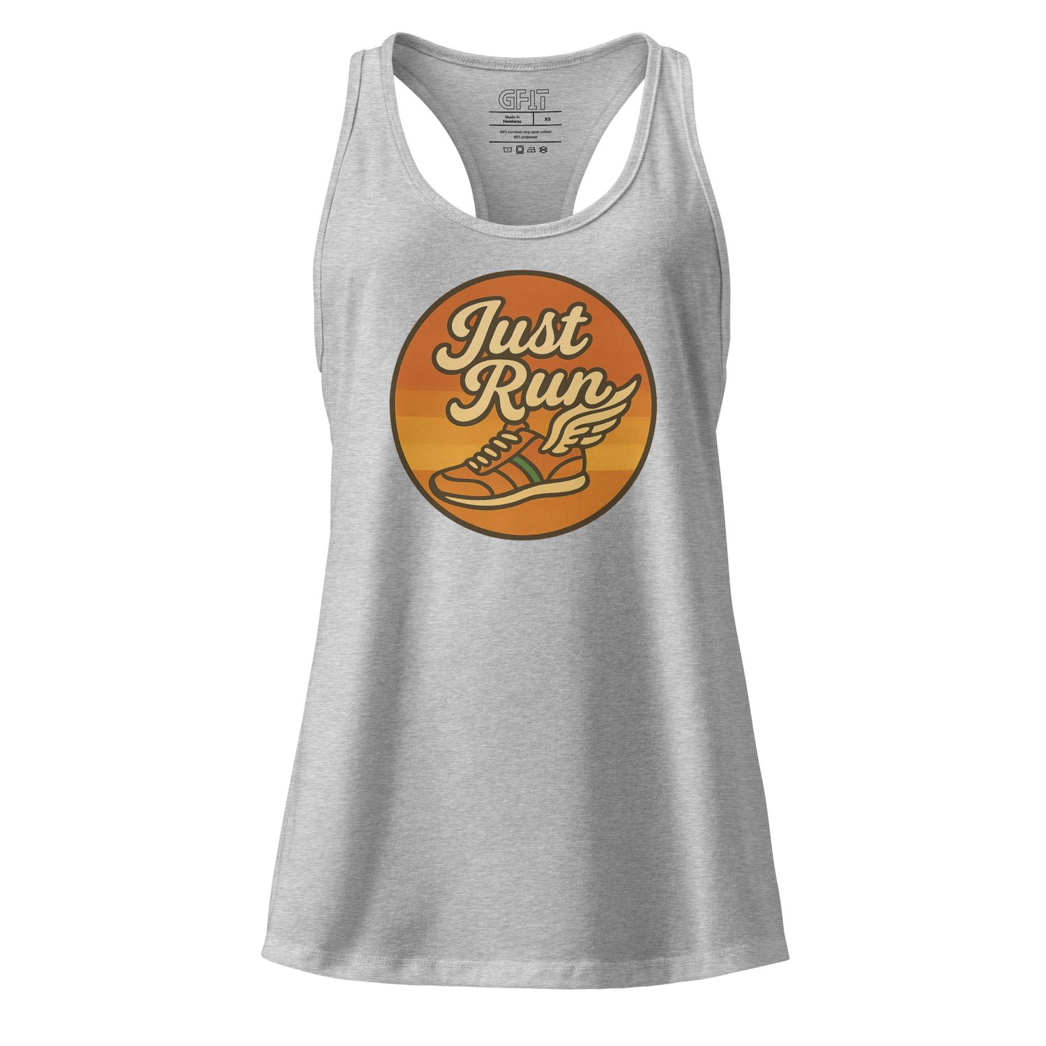 &quot;JUST RUN&quot; Women’s fitted racerback tank top