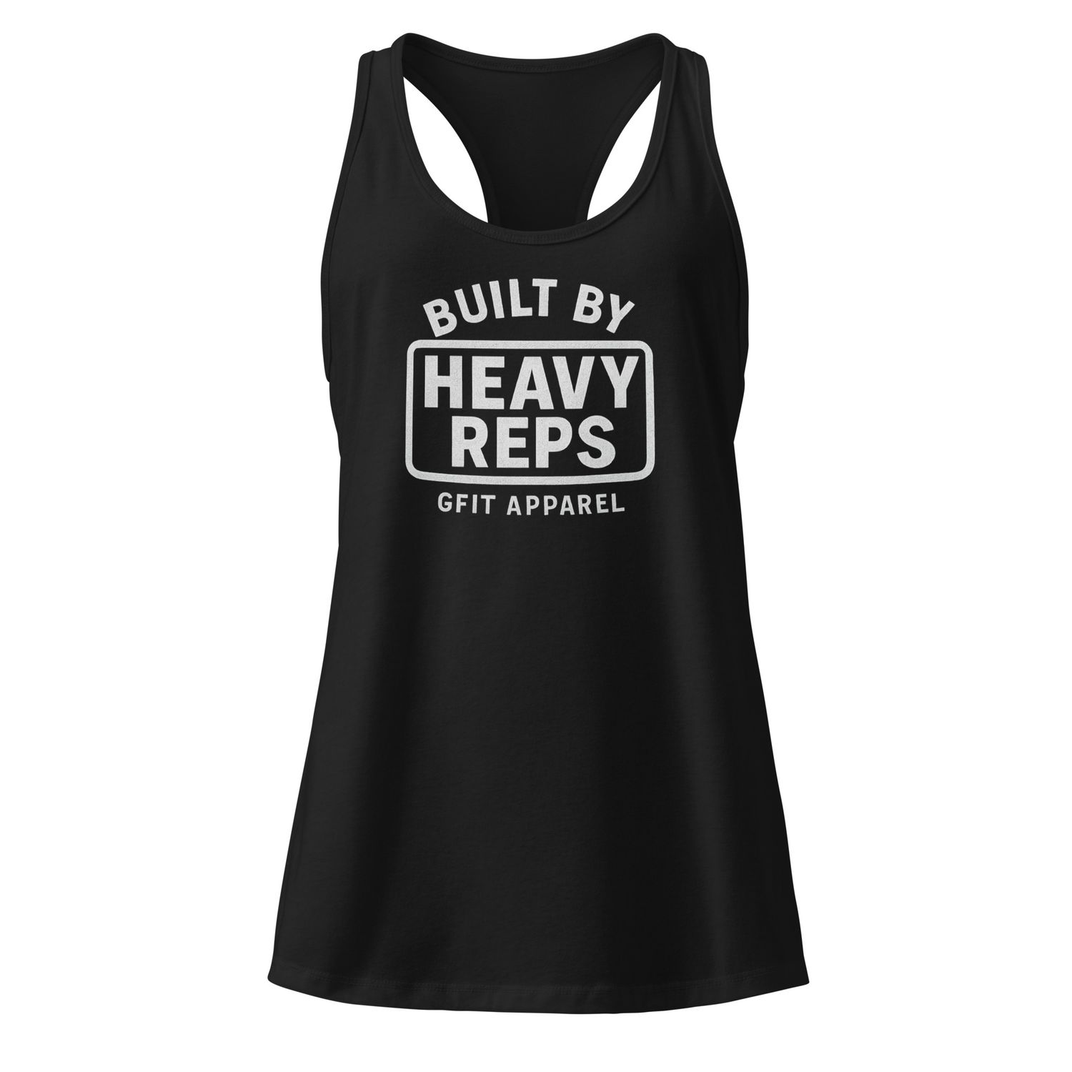 &quot;BUILT BY HEAVY REPS&quot; Women’s fitted racerback tank top