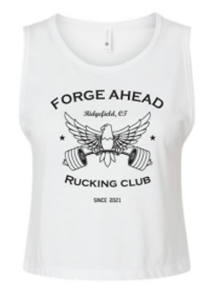 White Rucking Club Women's Crop Tank (Weightlifting Eagle)