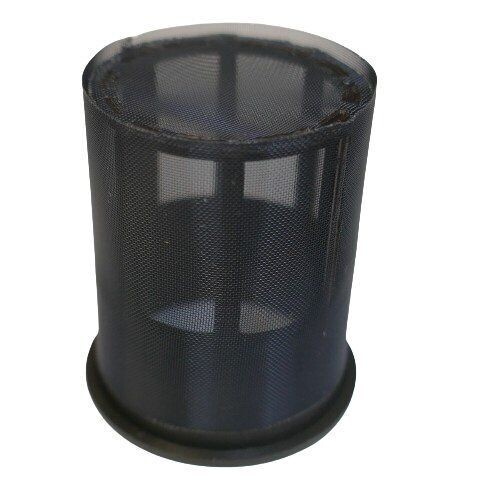 Small black frame with external gauze shaped like a top hat for a Neumann KMS105 microphone on a white background