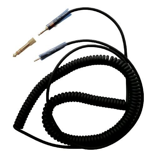 Neumann black coilded NDH headphone cable showing 3.5mm jack with adapter and earshell connector on a white background