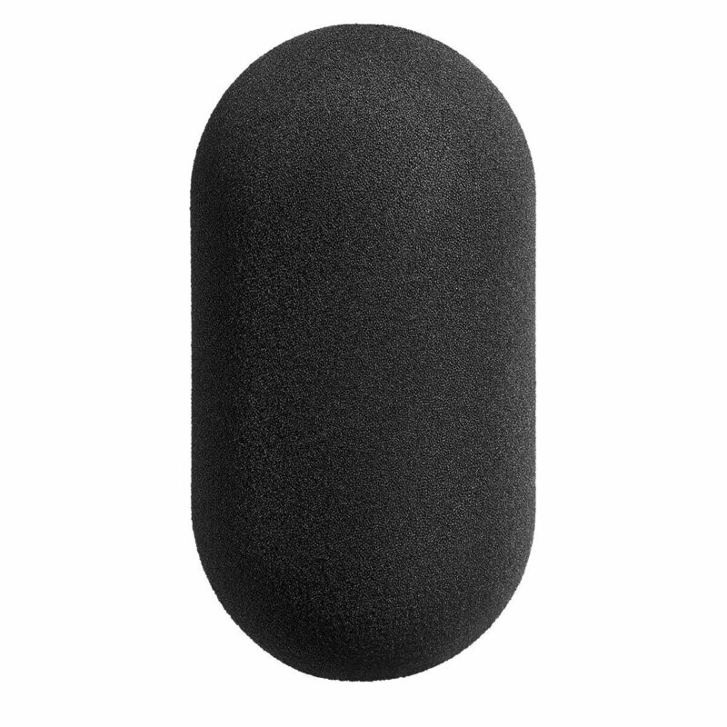 Upright Black microphone foam lozenge shape for Neumann U67 microphone on a white background