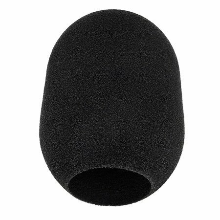 Upright black lozenge shaped mic foam for a Neumann U67 with bottom opening for the mic visible shown on a white background