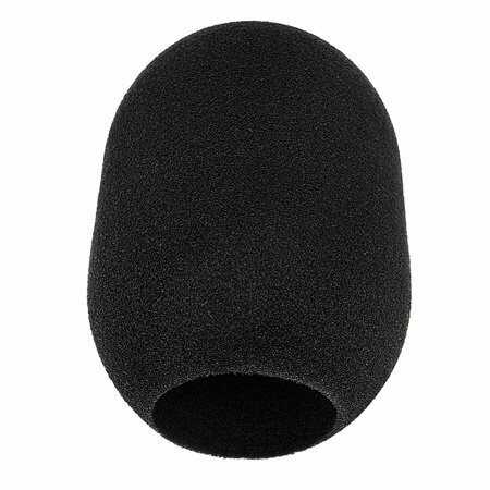 Upright black lozenge shaped mic foam for a Neumann U67 with bottom opening for the mic visible shown on a white background